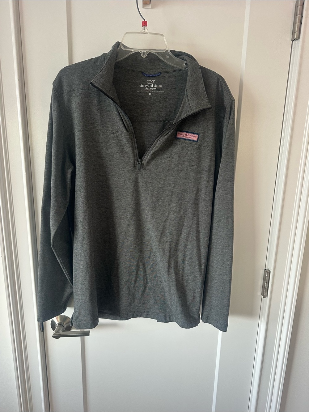 Vineyard Vines Heather Charcoal Crew with Blue Trim
